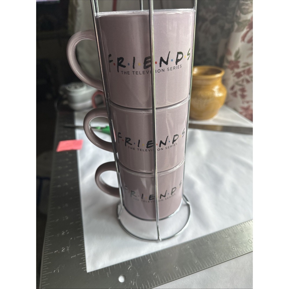 Friends TV Show Coffee Cup Stackable 3‎ Mug Set With Holder 13"
